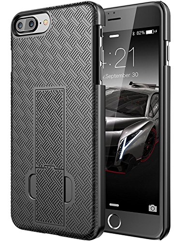 iPhone 7 Plus Case, E LV - Belt Swivel Clip / Kickstand - Armor Holster Defender Full Body Protective Case Cover for Apple iPhone 7 Plus - [BLACK]