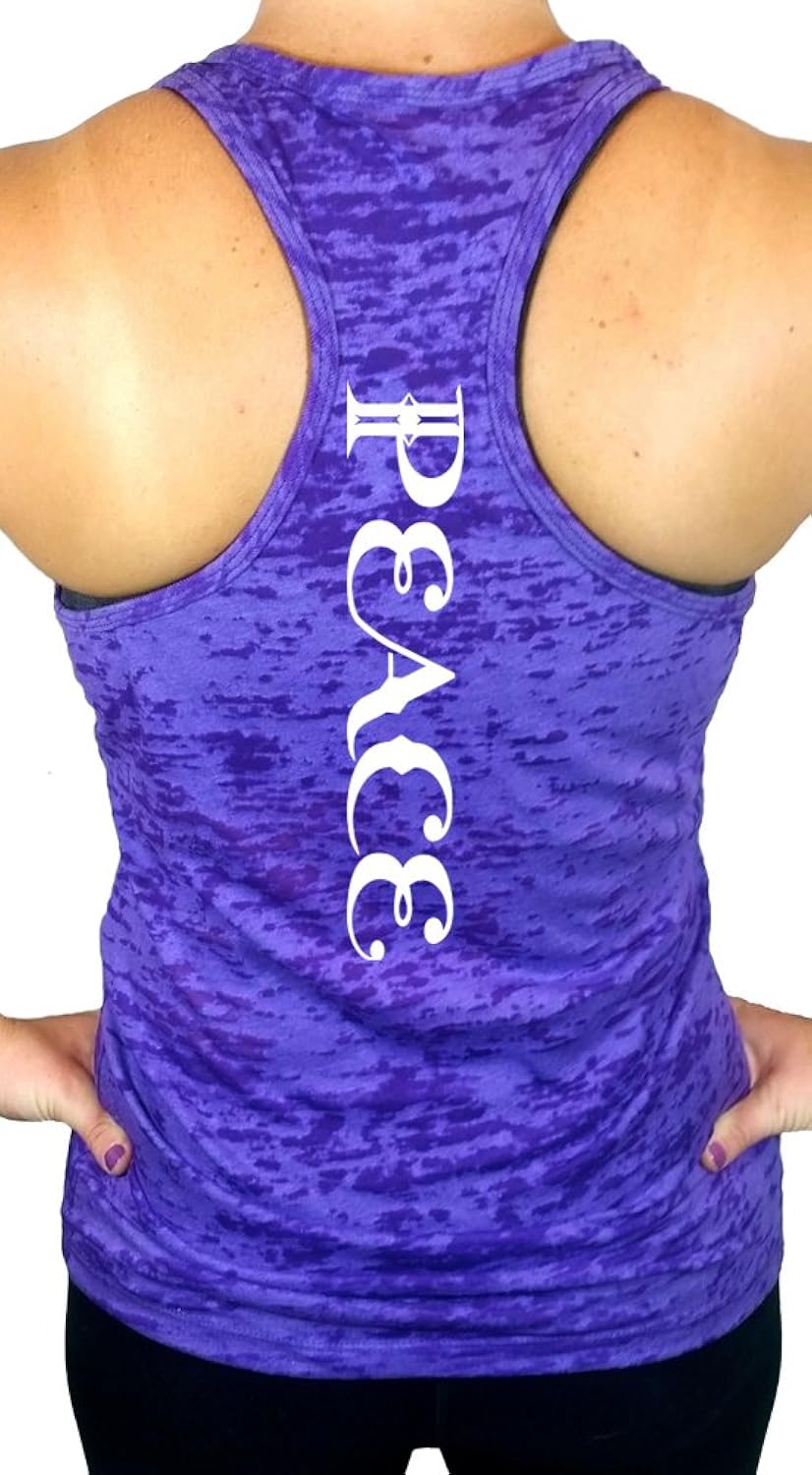 

Women's Yoga Peace Workout Fitness Burnout Racerback Tank Top