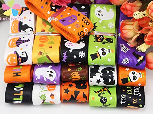 12styles/lot 25mm Halloween Pattern Grosgrain Ribbon