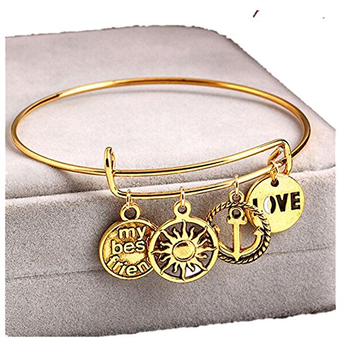 Banggood Lovers Friends Best Pendant Bracelet Jewelry Cuff Bangle