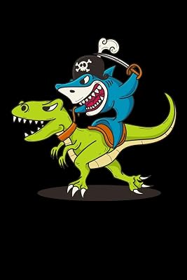 Pirate Shark Riding A Dinosaur: 120 Pages I 6x9 I Cornellnotes I Funny Sea Robber, Shark & Dinosaur Gifts