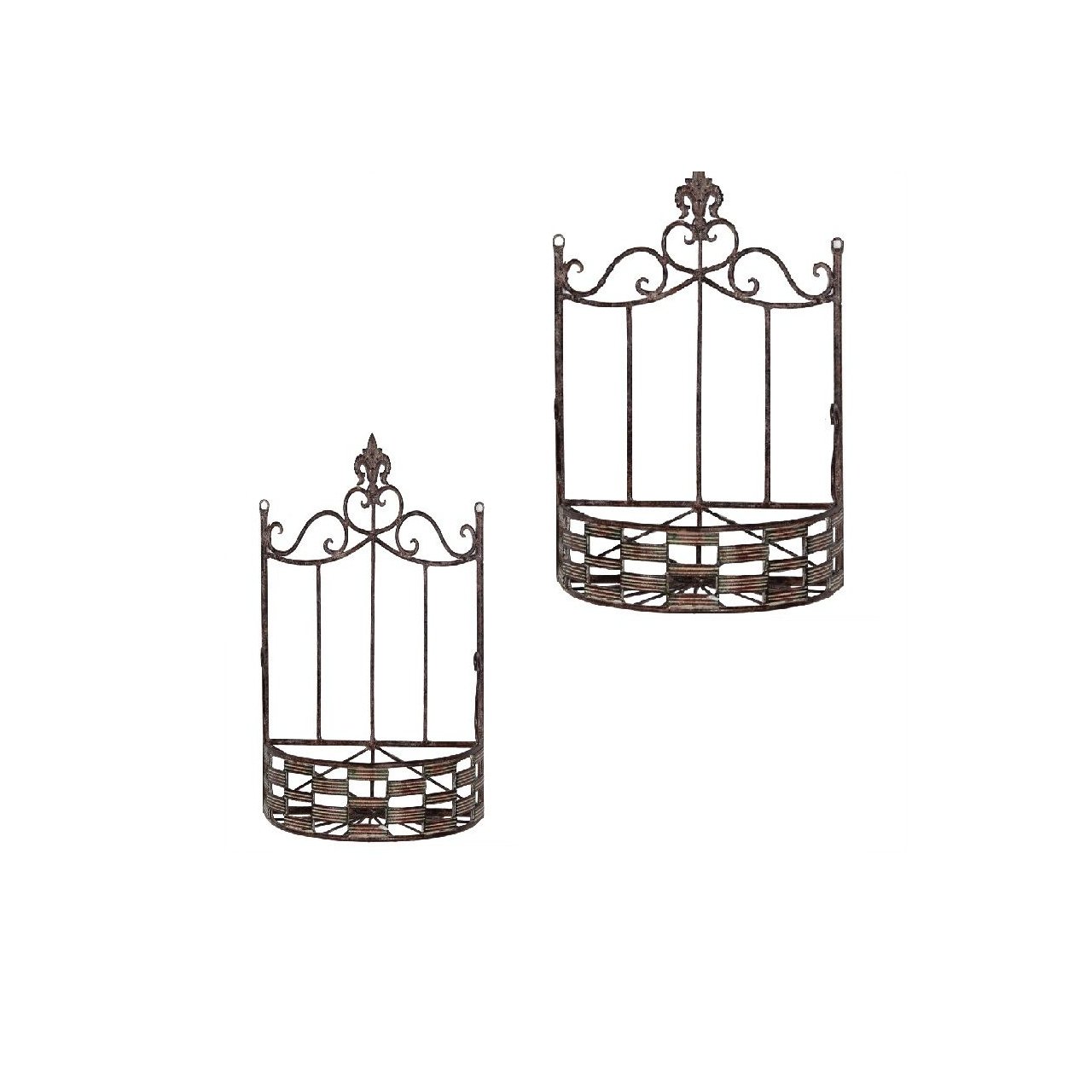 

Essential Décor Entrada Collection 2-Piece Metal Wall Basket with Checkerboard Pattern