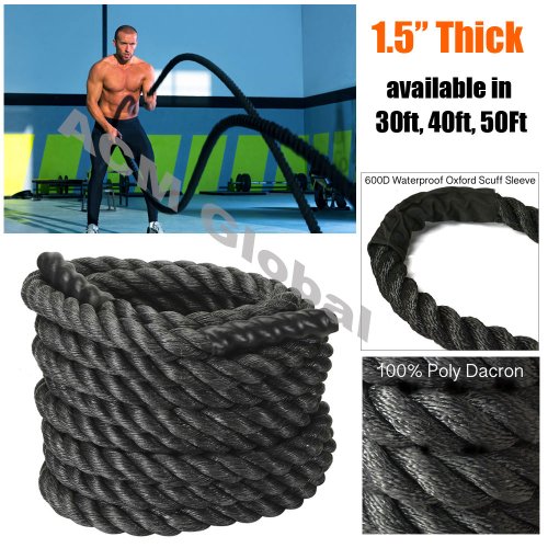 Battle Rope NEXPro - Poly Dacron Undulation Rope Exercise Fitness Training MMA - 1.5