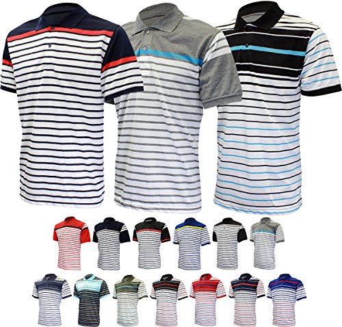 Enimay Men's Big and Tall Striped Polo Shirt Casual Short Sleeve Dress Shirt