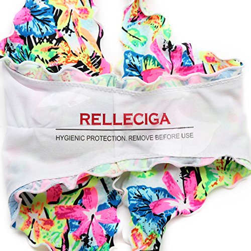 

RELLECIGA Women's Sexy Blooming Floral Ruffle-trim Triangle Bikini Swimwear