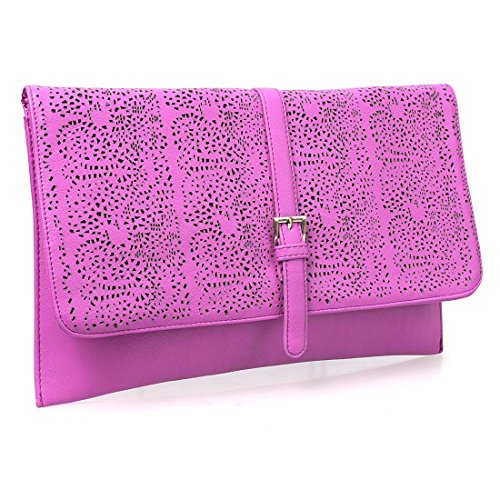 BMC Decorative Cut Out Design Faux Leather Fashion Statement Envelope Clutch
