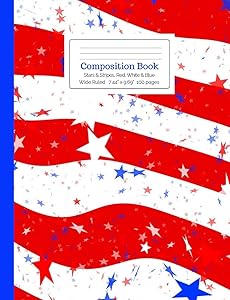 Composition Book Stars & Stripes, Red, White & Blue Wide Ruled