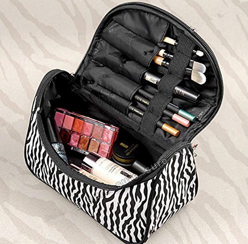 Fashion Zebra Pattern Lady Makeup Bag Women Portable Cosmetic Toiletry Bags Travel Storage Organizer