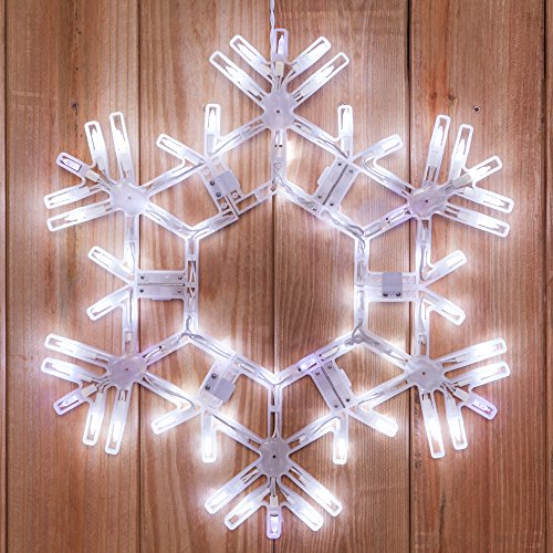 Hanging Twinkle Snowflake - 20 Inch Cool White Outdoor LED Snowflake Twinkles with 70 Lights