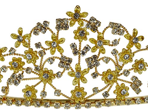 

SC Rhinestone Crystal Prom Bridal Wedding Tiara Crown With Flowers 60846
