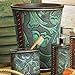 Floral Tooled Turquoise Waste Basket