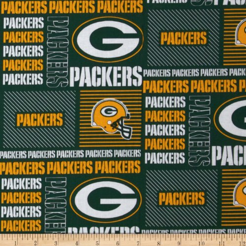 NFL Wide Cotton Broadcloth Green Bay Packers Patchwork Green/Yellow Fabric
