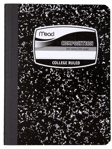 Mead Composition Book, Notebook, 100 Sheets, College Ruled, 9.75 x 7.5 Inch (9932)