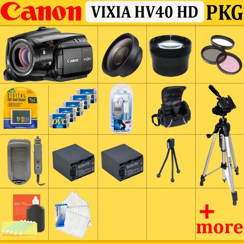 Canon Vixia Hv40 High Definition Camcorder + Huge Accessories Package