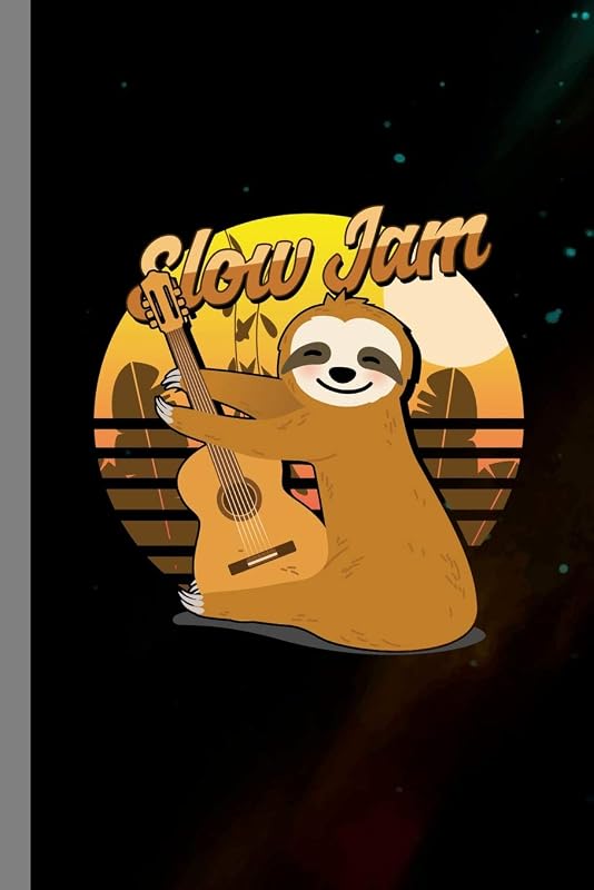 Slow Jam: Sloth Guitar Instrumental Gift For Musicians (6"x9") Music Notes Paper by Lisa Anderson