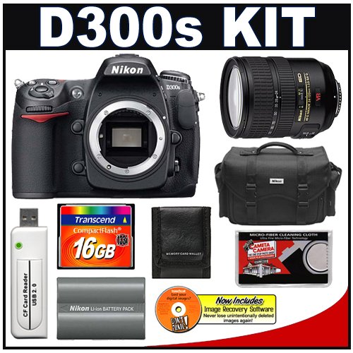 Nikon D300s Digital SLR Camera + 24120mm AFS VR Lens + 16GB Card + Nikon ENEL3e Battery