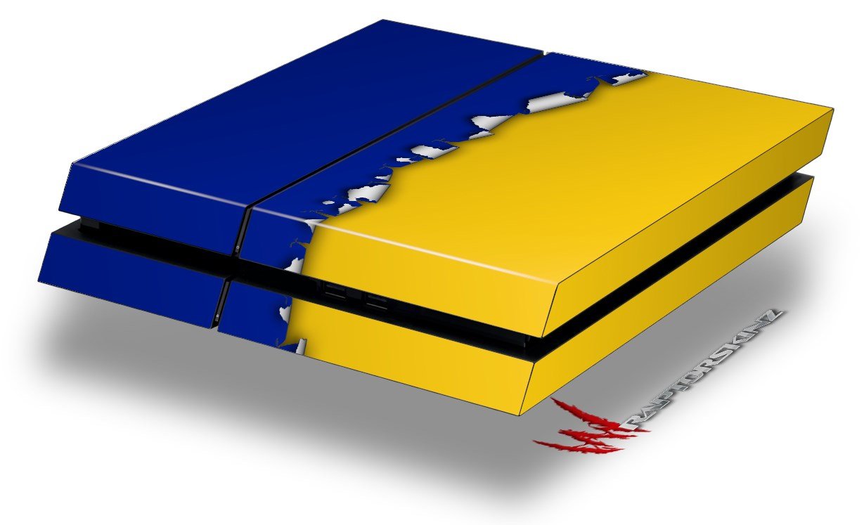 

Ripped Colors Blue Yellow - Decal Style Skin fits original PS4 Gaming Console