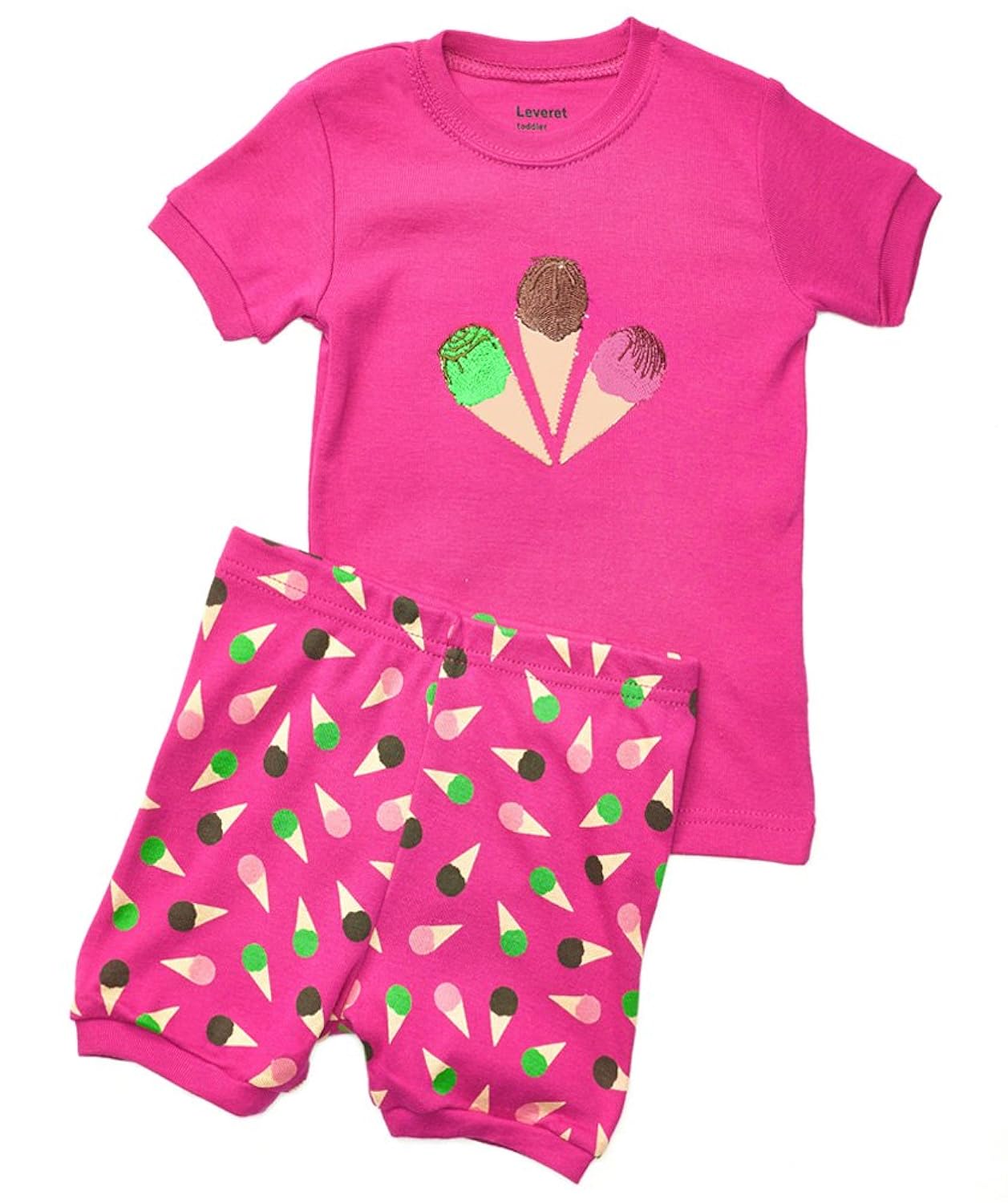 

Leveret Shorts Little Girls "Ice Cream" 2 Piece Pajama 100% Cotton (2-7 Years)