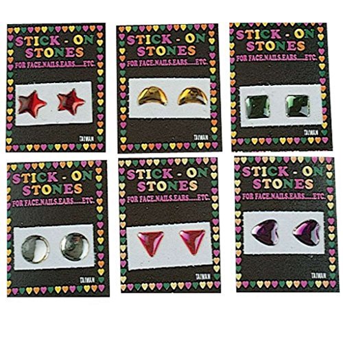 Set Of 144 Assorted Style & Color Stick On Faux Stone Earrings