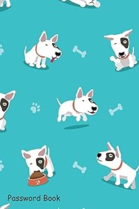 Password Book: Include Alphabetical Index With Cartoon Character Bull Terrier Dog Seamless Pattern