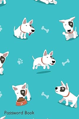 Password Book: Include Alphabetical Index With Cartoon Character Bull Terrier Dog Seamless Pattern