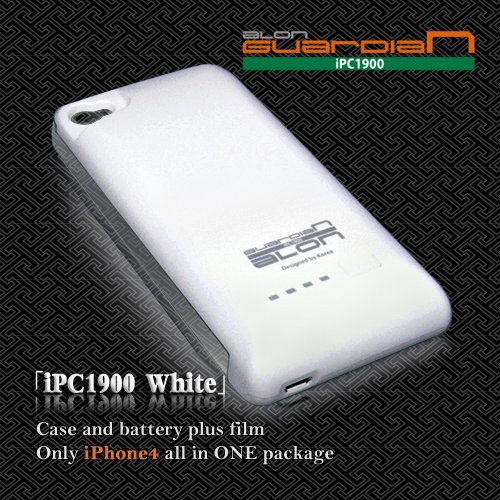 ALON Guardian iPC1900 White iPhone4 バッテリー ケース(保護フィルム付)