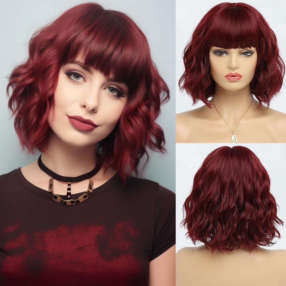 Kurze blonde Perücke für Frauen, natürliches Kunsthaar, Ombre-Bob-Perücke mit ordentlichem Pony, dunklem Ansatz für Alltag/Party/Cosplay (10 Zoll, Blond)._voghion.com