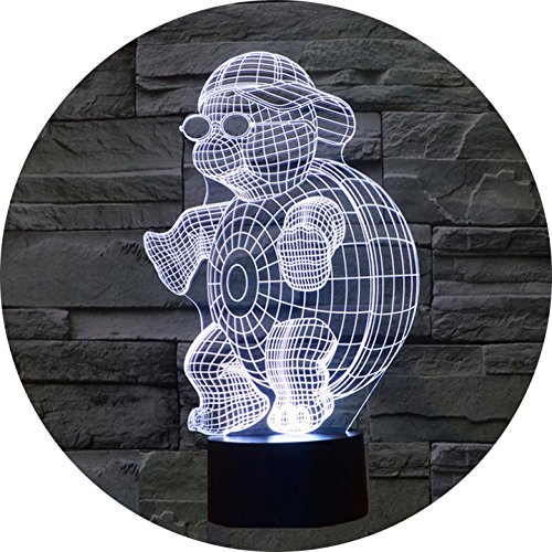 SOKOS Nightlight, 3D visualization Illusion Multi-colored Change USB Touch Button LED Desk Lamp, Table Light for Room Decorative or Gifts for Friends/Kids (Turtle)