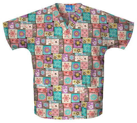 Scrub H.Q. by Cherokee Women's V-Neck 2 Pocket Caring For The Cause Print Scrub Top
