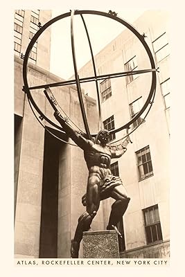 Vintage Journal Atlas Statue, Rockefeller Center, New York City (Pocket Sized - Found Image Press Journals)