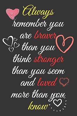 Always remember you are braver than you think stronger than you seem and loved more than you know: Cahier de note - carnet de note