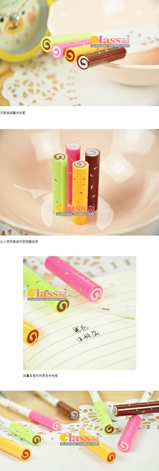 

Korean Cute Happy Candy Ink Pen(set of 5) Black 0.38mm Plus One Free Korean Cute Happy Time Ballpoint Pen