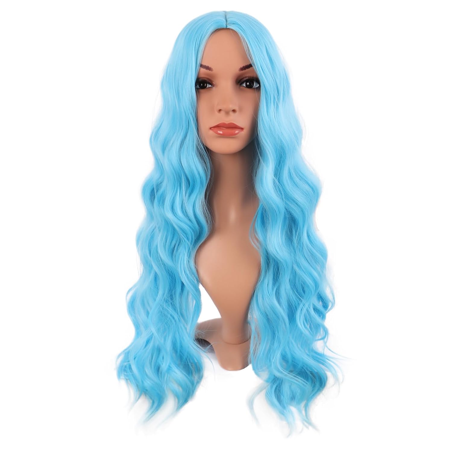 Parrucca donna lunga ondulata sintetica per cosplay viola scuro_voghion.com
