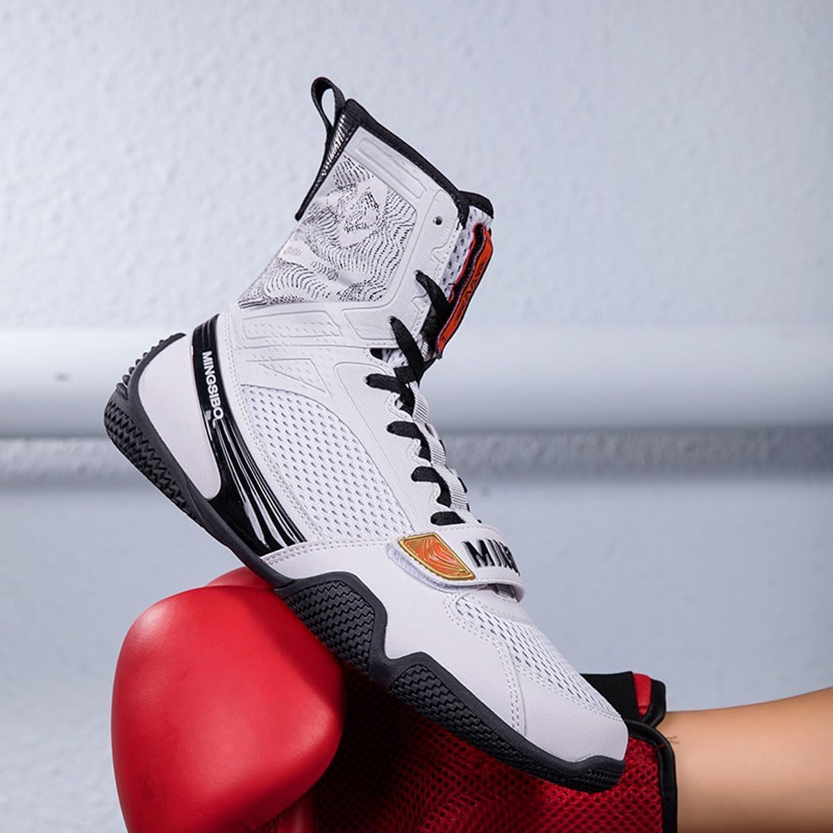 Mens Womens High Top Wrestling Boxing Shoes Lightweight Non-Slip Breathable Fitness Sneakers For Boxing Weightlifting Training_vogvips.com