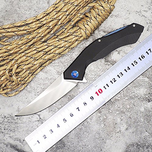 2016 New Arrival Hot Sale Tactical Folding Knife D2 Blade G10 Handle Blue Moon Outdoor Survival Camp hunt utility Knife Pocket Knives EDC hand Tools (SCHWARZ)