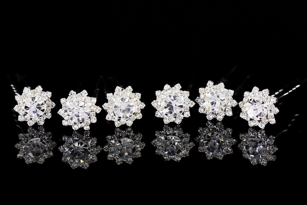 

Set of 6 Sunflower Flower Blossom Crystal Hair Pins H099