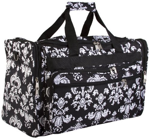 World Traveler Black Damask Duffle Bag 22-inch