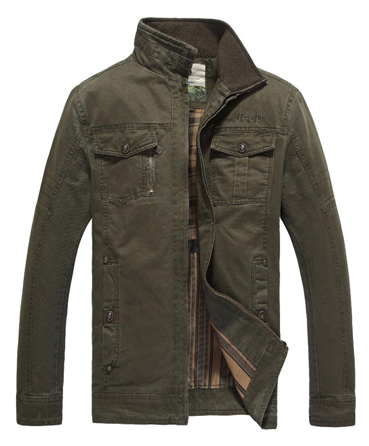 

Xmenhere Men's Winter Casual Cargo Outdoor Zipper Bamboo Down Jacket