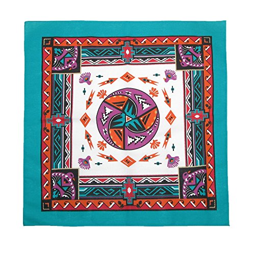 CTM Women's Cotton Aztec Turquoise Bandanas