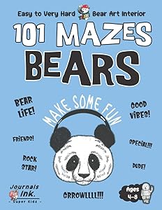 Bear Maze Book for Kids Ages 4-8: 101 Puzzle Pages. Custom Art Interior. Cute fun gift! SUPER KIDZ. Panda Motivation.