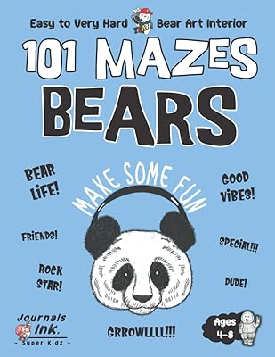 Bear Maze Book for Kids Ages 4-8: 101 Puzzle Pages. Custom Art Interior. Cute fun gift! SUPER KIDZ. Panda Motivation.