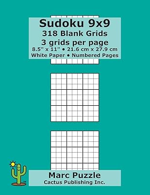 Sudoku 9x9 - 318 Blank Grids: 3 grids per page; 8.5" x 11"; 216 x 279 mm; White Paper; Page Numbers; Number Place; Su Doku; Nanpure; 9 x 9 Puzzle Template Boards