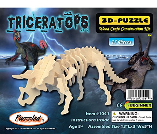 Puzzled Triceratops 3D Natural Wood Puzzle