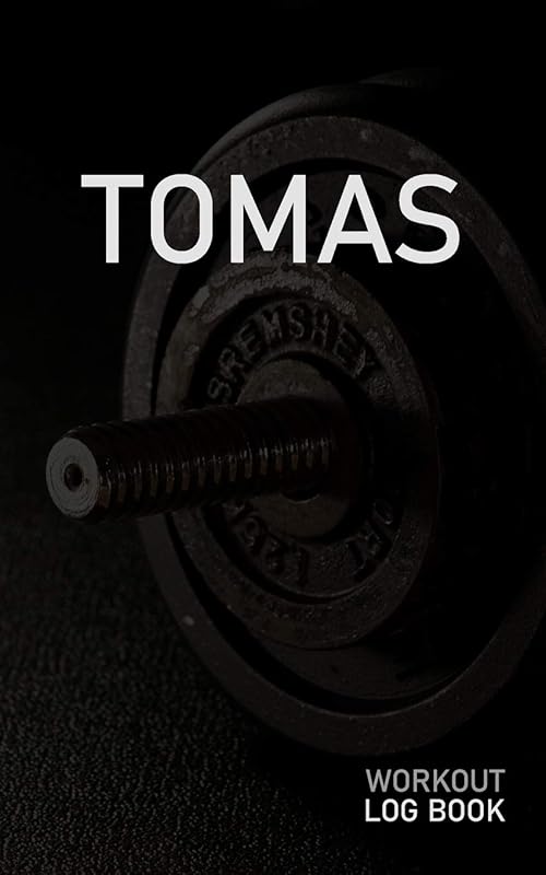 Tomas: Blank Daily Workout Log Book | Track Exercise Type, Sets, Reps, Weight, Cardio, Calories, Distance & Time | Space to Record Stretches, Warmup, ... First Name Initial T Dumbbell Cover by GAINZ PUBLICATIONS