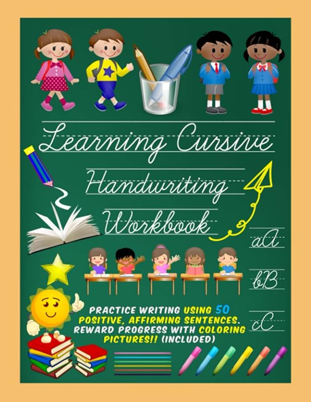 Learning Cursive Handwriting Workbook: For Kids or Beginners to Practice. Ages 8-10. 3rd - 4TH Grade. Learn by Tracing and Writing Sentences. Large ... Coloring and Handwriting Practice Pages. by Creative Woment