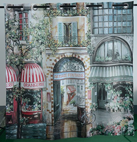 Goodbath Hookless Shower Curtains-Mildew Free Water Repellent -100% Polyester- 72 Inch by 72 Inch, City Garden