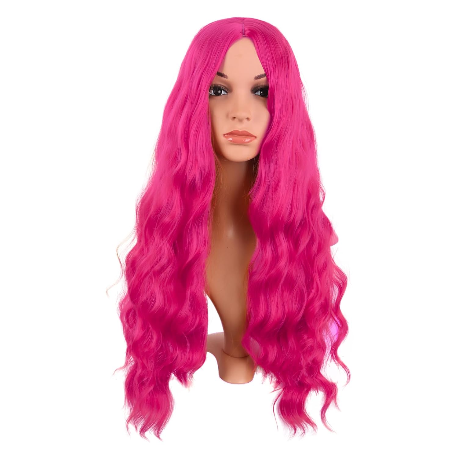 Parrucca donna lunga ondulata sintetica per cosplay viola scuro_voghion.com