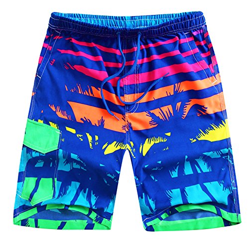 ALiberSoul Men's Coconut Tree Print Boardshorts Tropical Design Swimming Trunks
