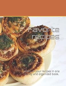 Favorite recipes: Keep all your recipes in one handy and organized book. size 8,5" x 11", 80 recipes , 164 pages.