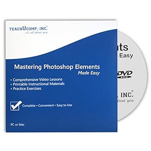 Learn Adobe Photoshop Elements 2023 DVD-ROM Training Tutorial Course- Video Lessons, Printable Instruction Manual, Quizzes, Final Exam and Certificate of Completion by TeachUcomp Inc.